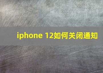 iphone 12如何关闭通知